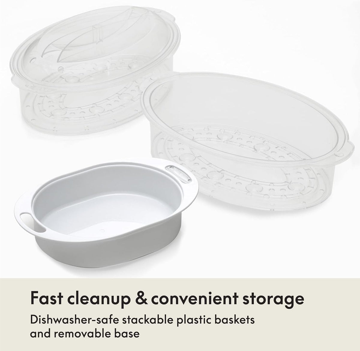 Two Tier Food Steamer with Stackable Baskets, Black