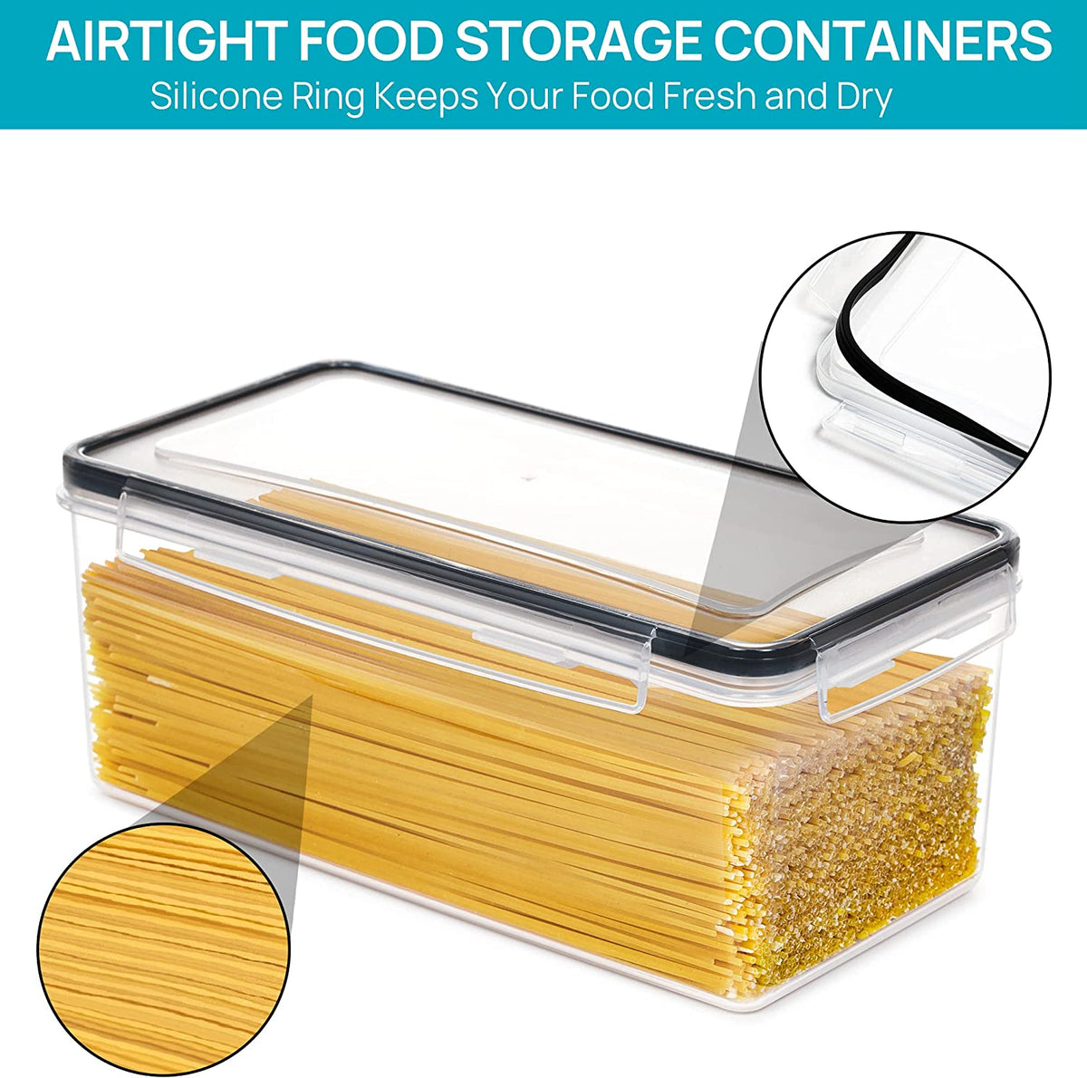 Pasta Storage Containers, 4 Pack, 3.2L Airtight Canisters