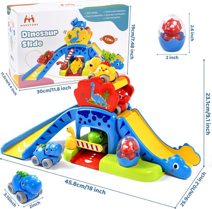Dinosaur Race Track Slide Toy for Toddlers 1-3 Years Old Boy Girl