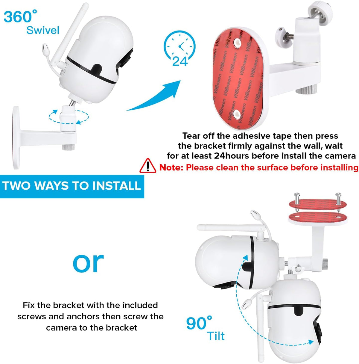 Adjustable Baby Monitor Mount for Hellobaby HB6550/ HB6560/ HB6240/ HB6148/ HB6339/ HB66/ HB65/ HB40, ANMEATE 549/SM935E, Universal Baby Monitor Wall Mount with Perfect View and Easy to Install