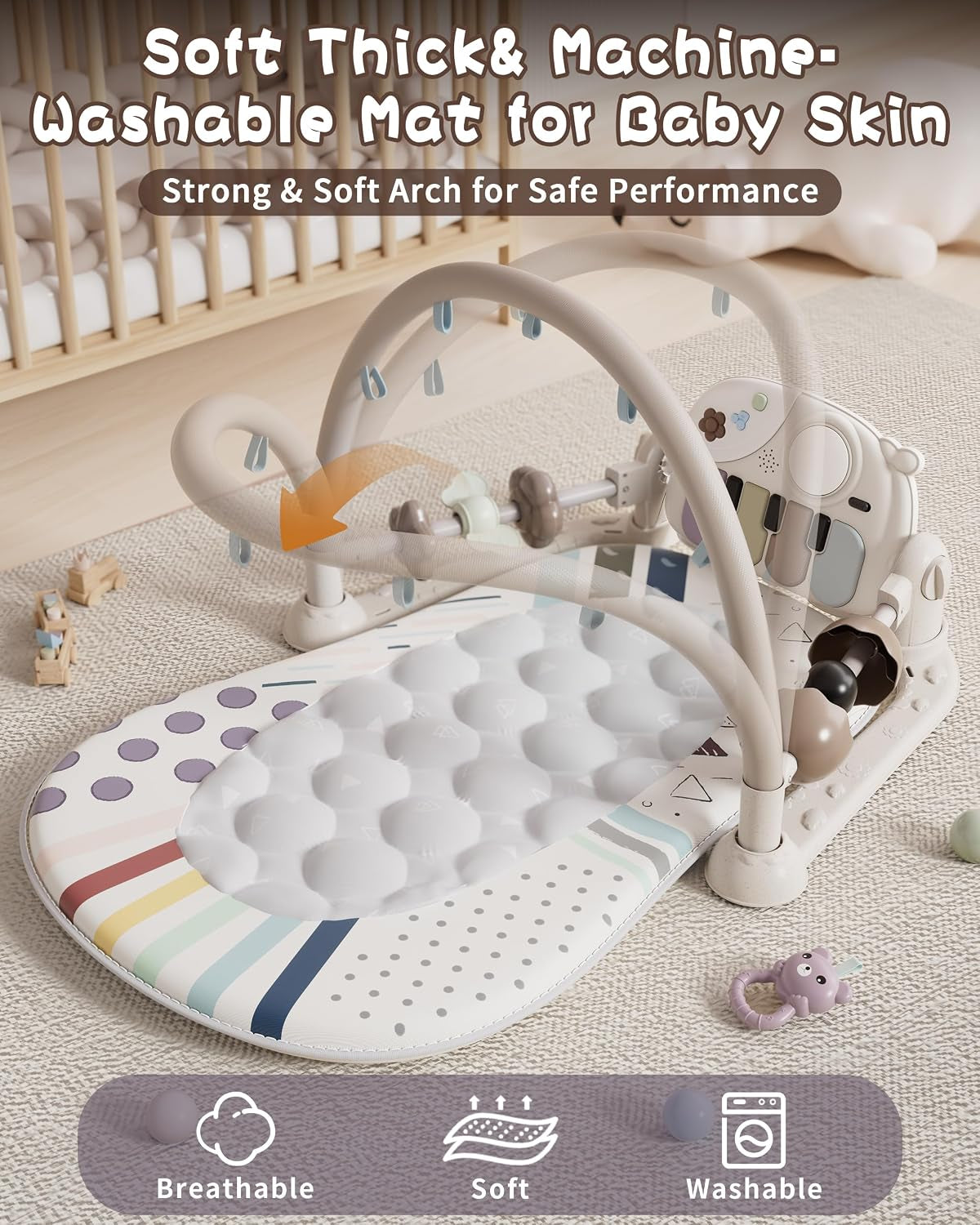 Baby Play Mat Baby Toys with 5 Infant Sensory Toys