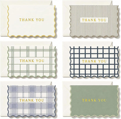Thank You Cards Set of 30 with Envelopes and Stickers - Elegant Blank Cards