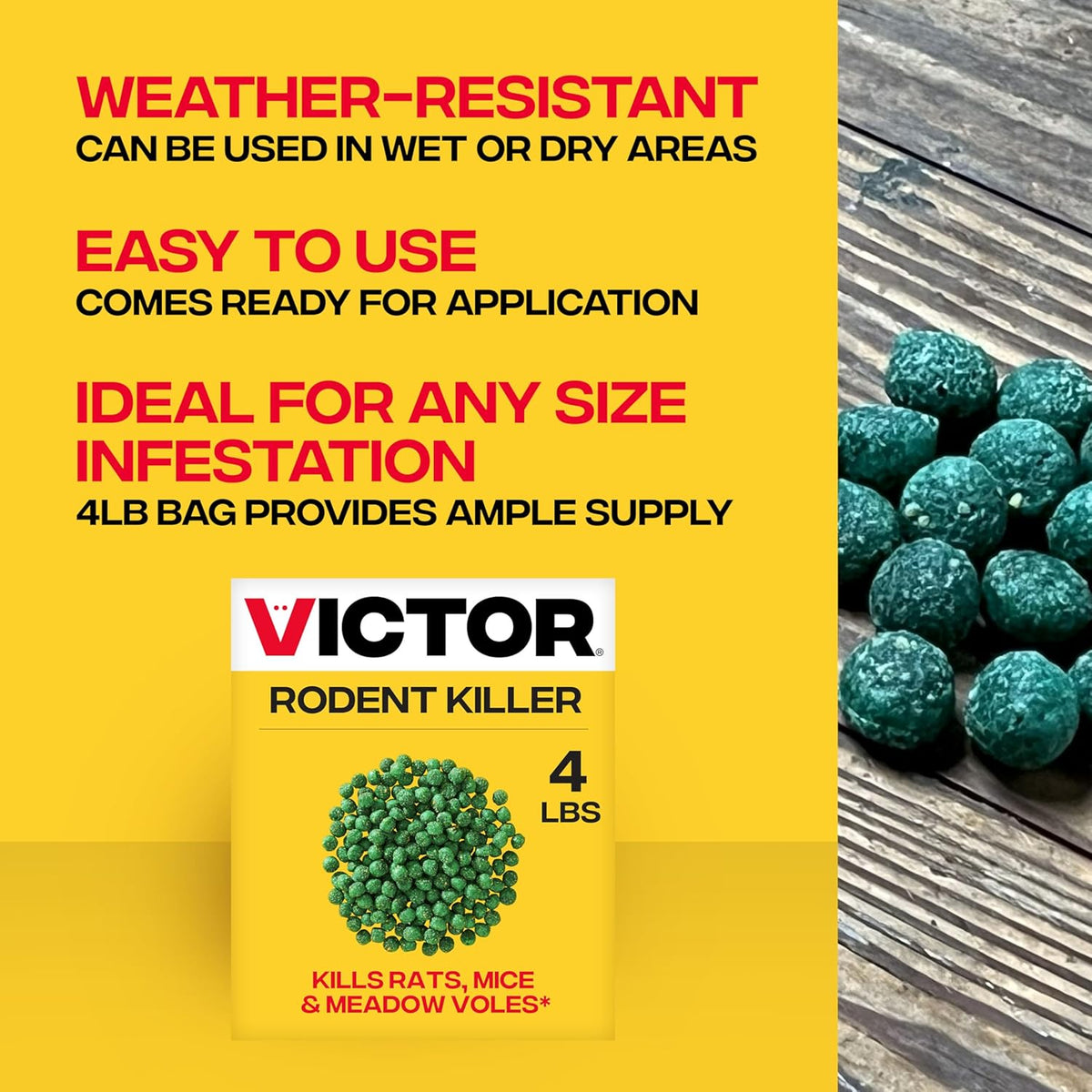 Rodent Killer, 4 Lb Fish-Flavored Bait Balls, Mouse Poisoning Bait