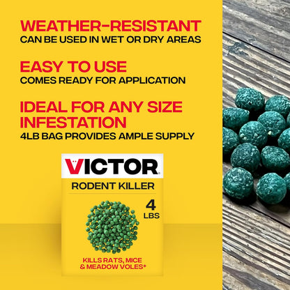Rodent Killer, 4 Lb Fish-Flavored Bait Balls, Mouse Poisoning Bait
