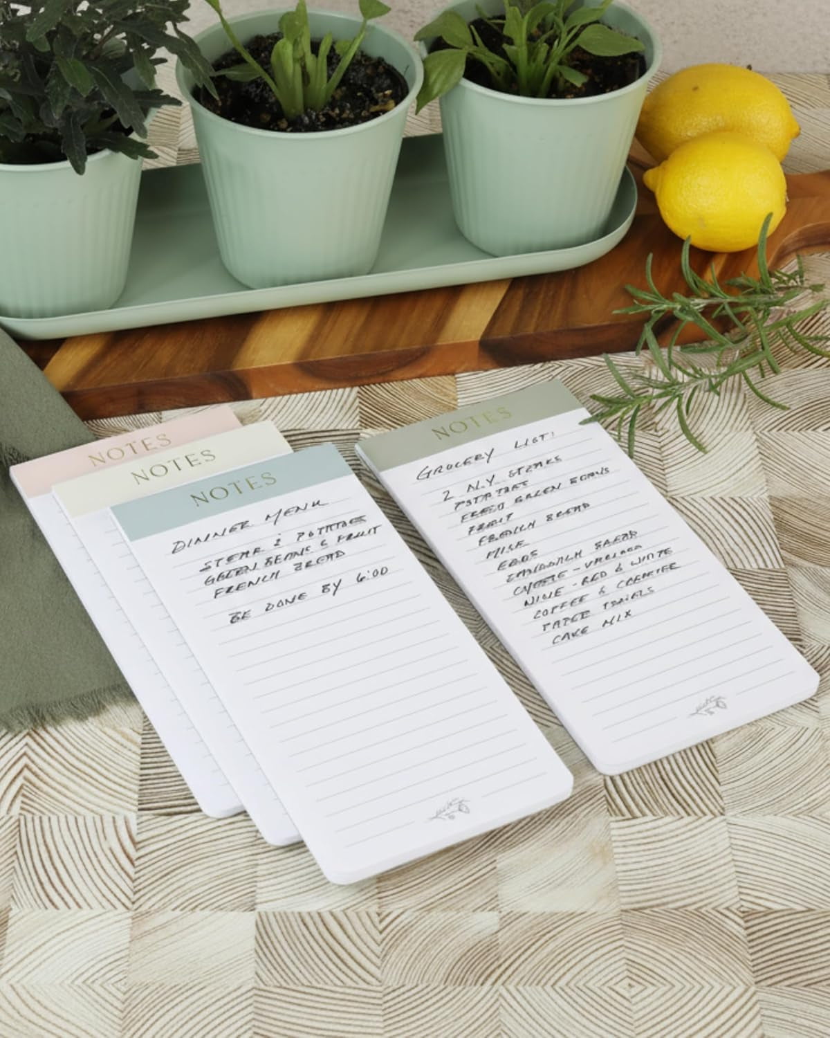 Beautiful Magnetic Notepads for Fridge - Set of 4 Modern Note Pads