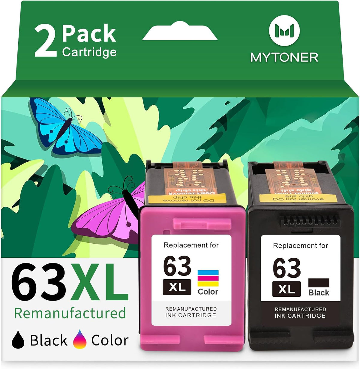 63XL Ink Cartridges Black and Color Replacement for HP Ink 63