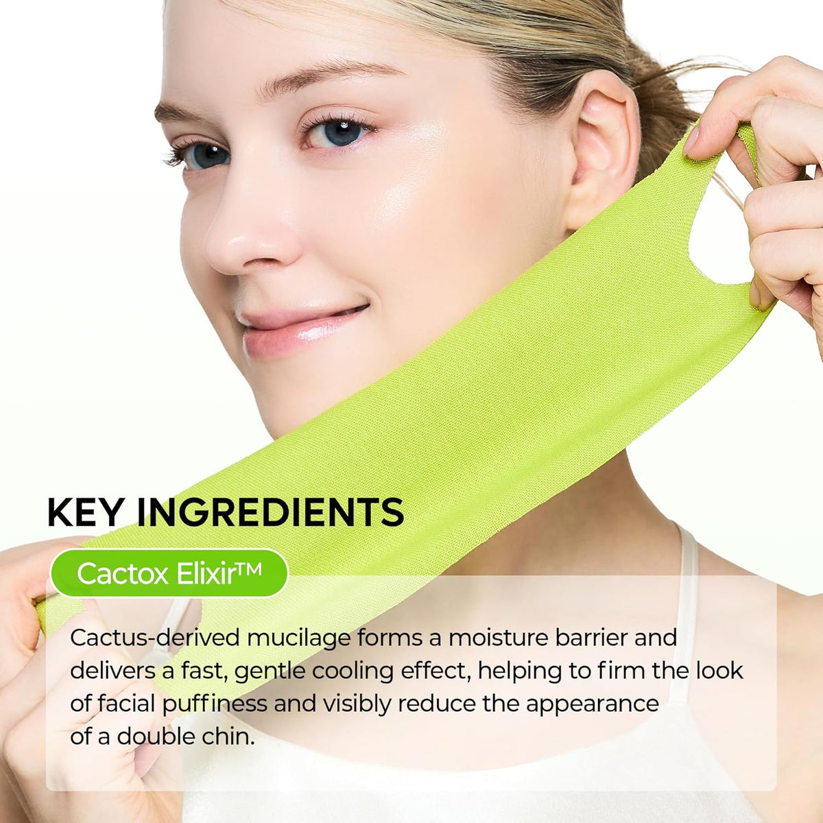 CACTOX V-Lifting Mewing Band – Cactox + Caffeine + Collagen Double Chin Lifting Band for Sagging Jawline & Facial Puffiness | 115.49% Jaw & Chin Lifting Improvement | Korean V-Line Lifting