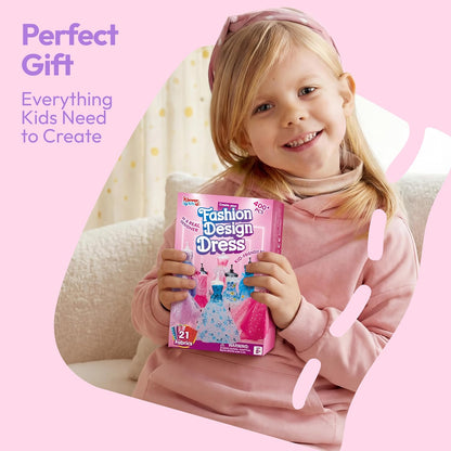 400+PCS Fashion Design Crafts for Kids, Art and Crafts, DIY Sewing Kits with 3 Mannequins for Girls Aged 8-12, Toys for Kids, Birthday Presents, Doll Clothes