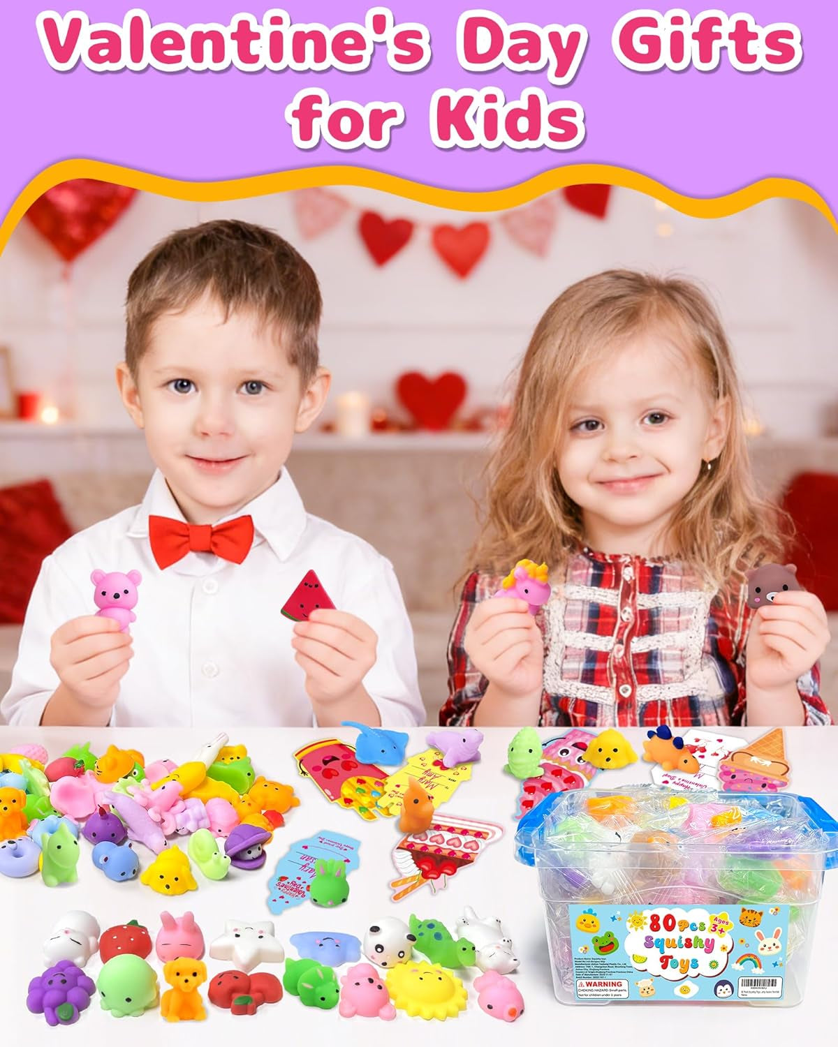 80 Pack Squishy Toys, Kawaii Bulk Party Favors for Kids 3-5, 4-8, 8-12