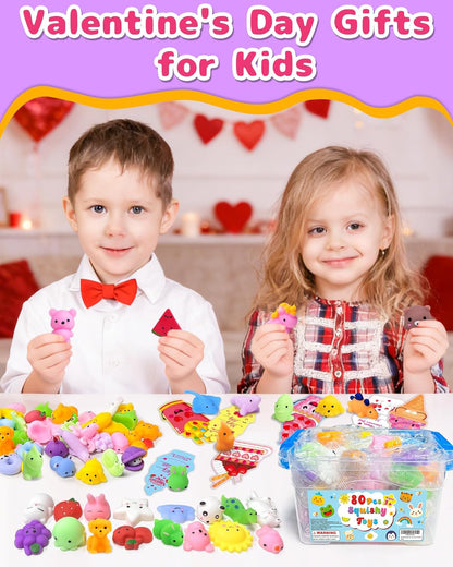 80 Pack Squishy Toys, Kawaii Bulk Party Favors for Kids 3-5, 4-8, 8-12