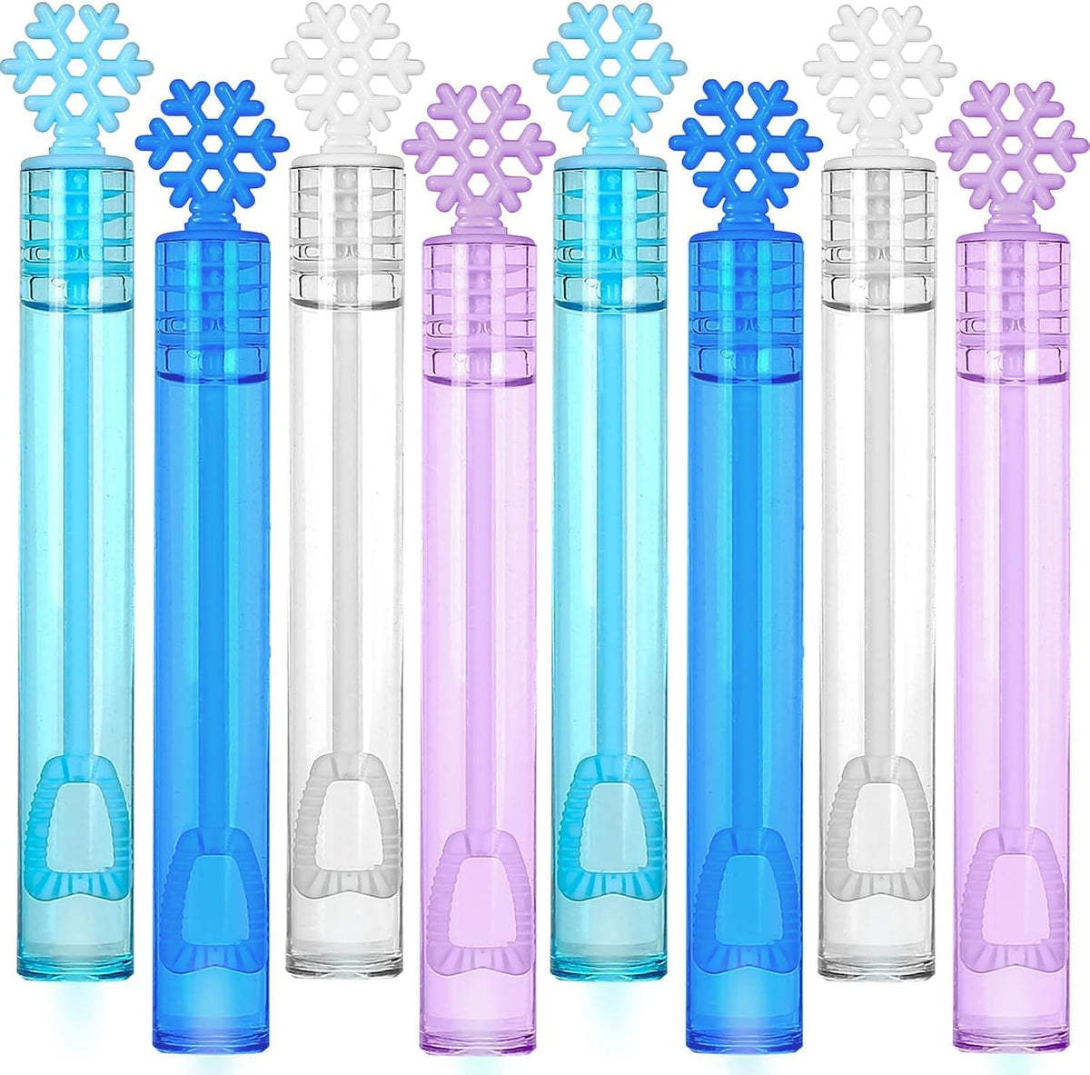 Snowflake Bubble Wands Bulk, 32 Pcs 4 Color Winter Party Favor Gift Box Set