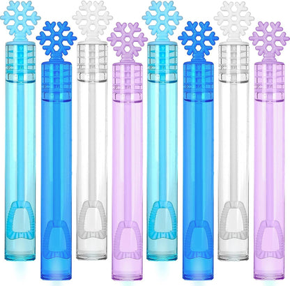 Snowflake Bubble Wands Bulk, 32 Pcs 4 Color Winter Party Favor Gift Box Set