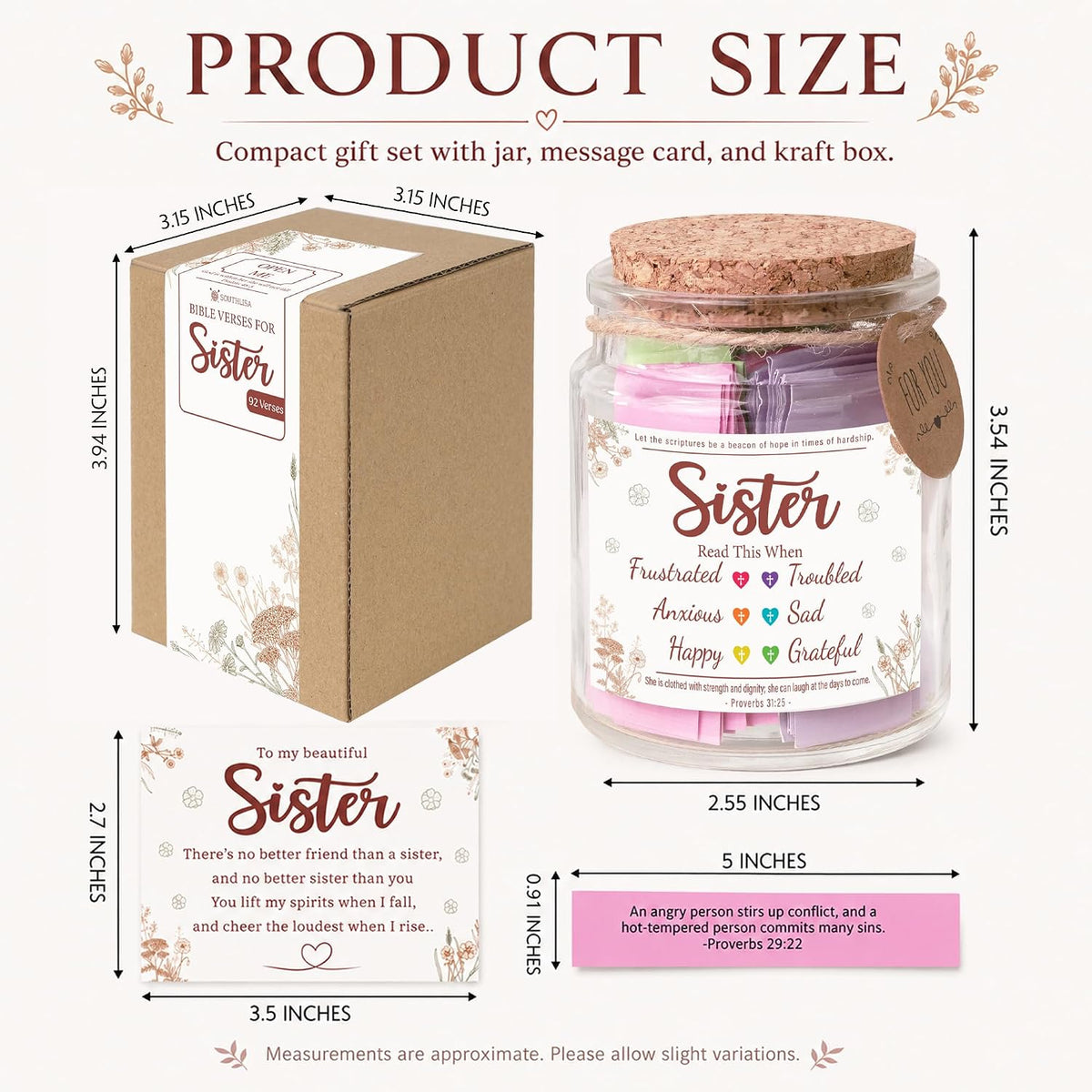 Bible Verses Jar for Sister – Graduation Day Gifts for Sister, Birthday Gifts for Sisters, Christian Gift for Women, Girls