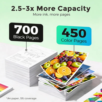 67XL Ink Cartridges Black/Color Combo Pack Replacement for HP Ink 67 XL 2PK