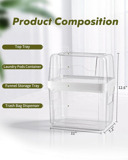 Trash Bag Dispenser Dishwasher Pods Container under Sink Organizer