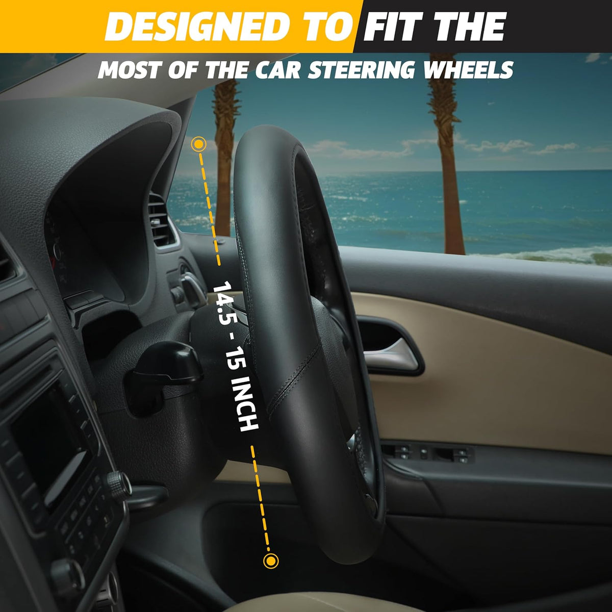 Car Steering Wheel Cover, Black Steering Wheel Cover Women & Men
