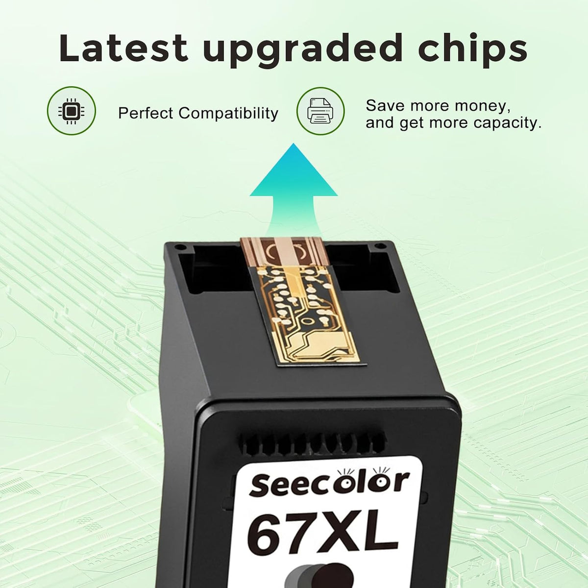 67XL Ink Cartridges Black/Color Combo Pack Replacement for HP Ink 67 XL 2PK