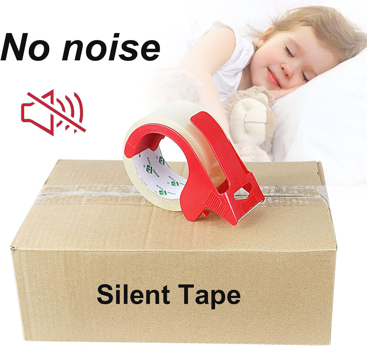Heavy Duty Clear Packing Tape,2 Rolls with Refillable Dispenser,Noiseless Packaging Tape 1.88 Inches X 55 Yards,Industrial Grade Boxes Shipping Tape for Moving,Mailing and Storages