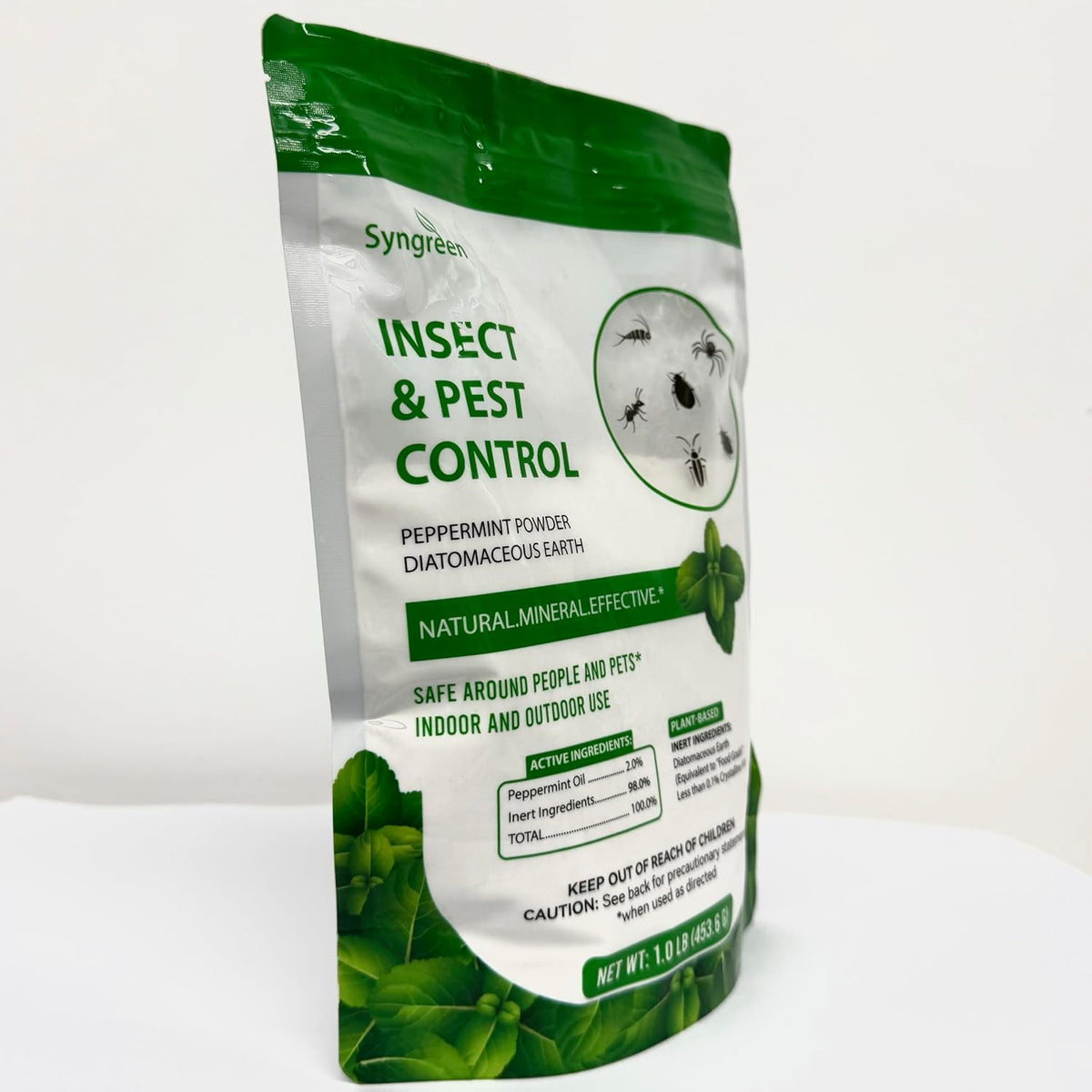 Diatomaceous Earth Food Grade Powder with Peppermint - Crawling Insect Killer for Bed Bugs, Roaches, Ants, Fleas - Indoor & Outdoor Pest Control | Family & Pet Safe | 1 Lb
