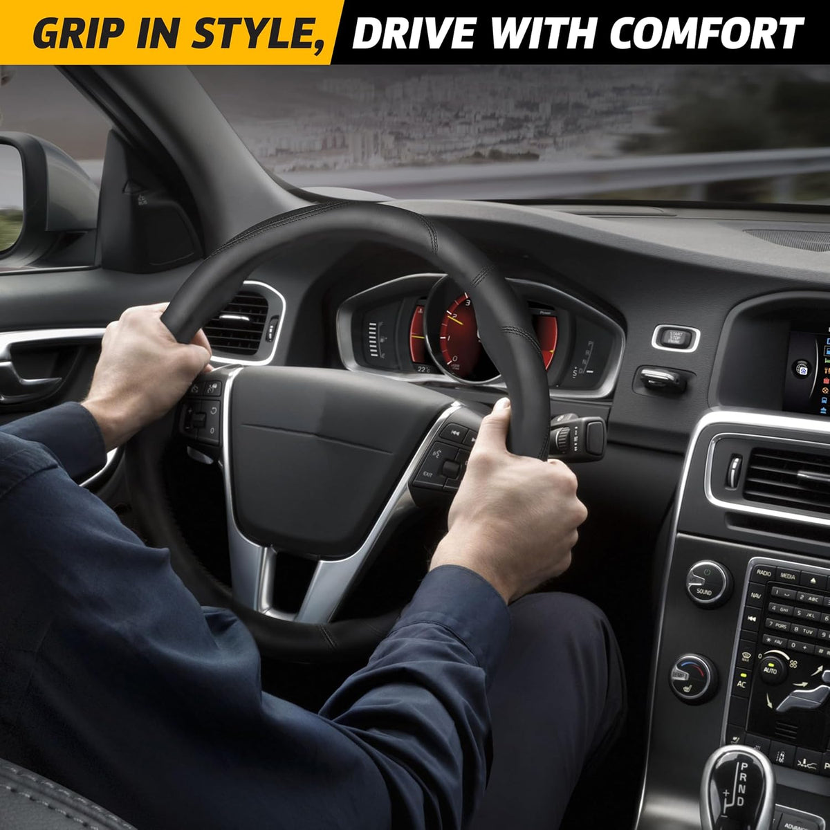 Car Steering Wheel Cover, Black Steering Wheel Cover Women & Men