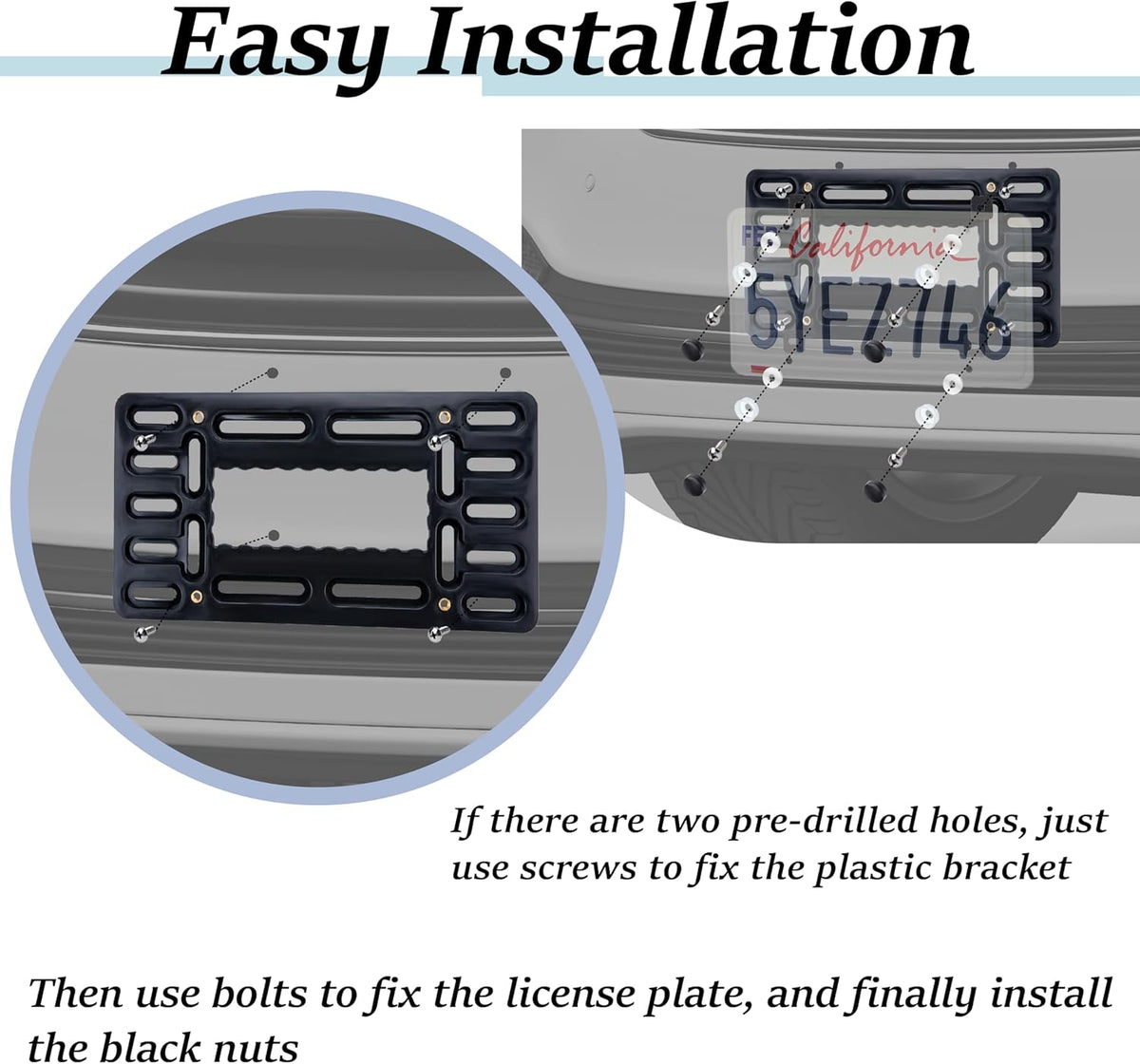 License Plate Bracket Holder, Front License Plate Frames, Universal Kit