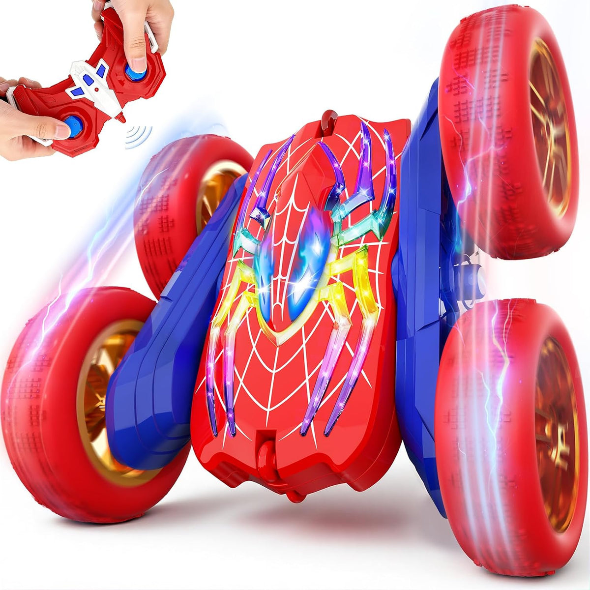 360°Flip Rc Cars Toys with Glowing Hero Eyes & Legs, 2.4Ghz Drift Stunt Remote Control Car, 4WD & Double-Sided Race Car, Birthday Gifts Toys for 3 4 5 6 7 8 9 10 11+ Year Old Boys Age 3-4 4-6 6-8 8-12