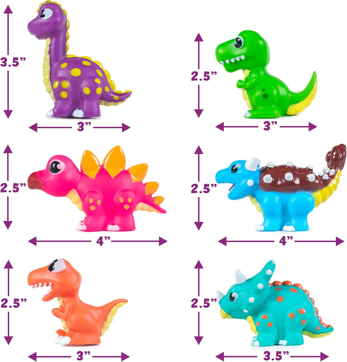 ® Dinos™ Dinosaur Light up Bath Toys, 6 Pack | Water-Activated Light up Toys Flash & Change Color | Easy-Grip Baby & Toddler Bath Toys | Sensory Bath Lights Watertight Bathtub Toys