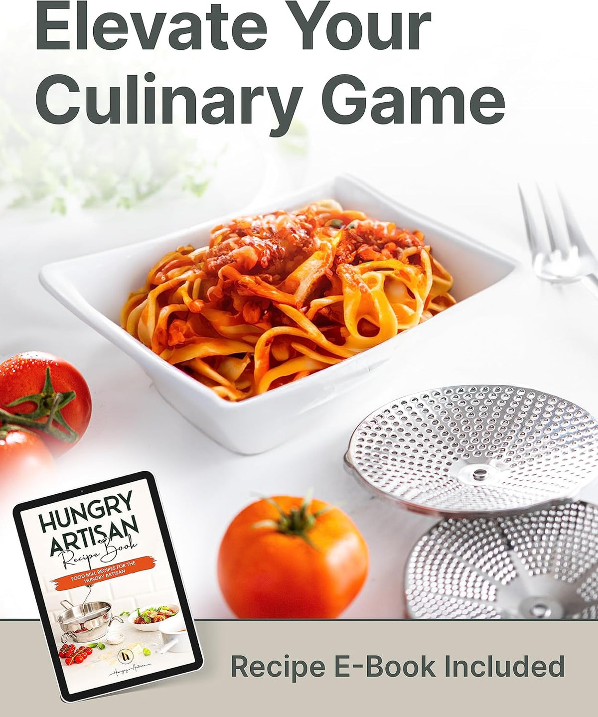 Hungry Artisan 3-Disc Food Mill for Applesauce, Tomato Sauce & Canning