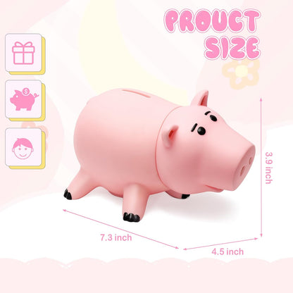 Hamm Piggy Bank Cute Pink Pig Money Box Plastic Saving Coin Box with Color Package Money Bank Great Gift Toy for Kid Children Girls Boys