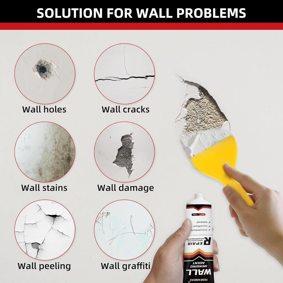 Drywall Repair Kit, Drywall Hole Patch Repair Kit Spackle Wall Repair Kit