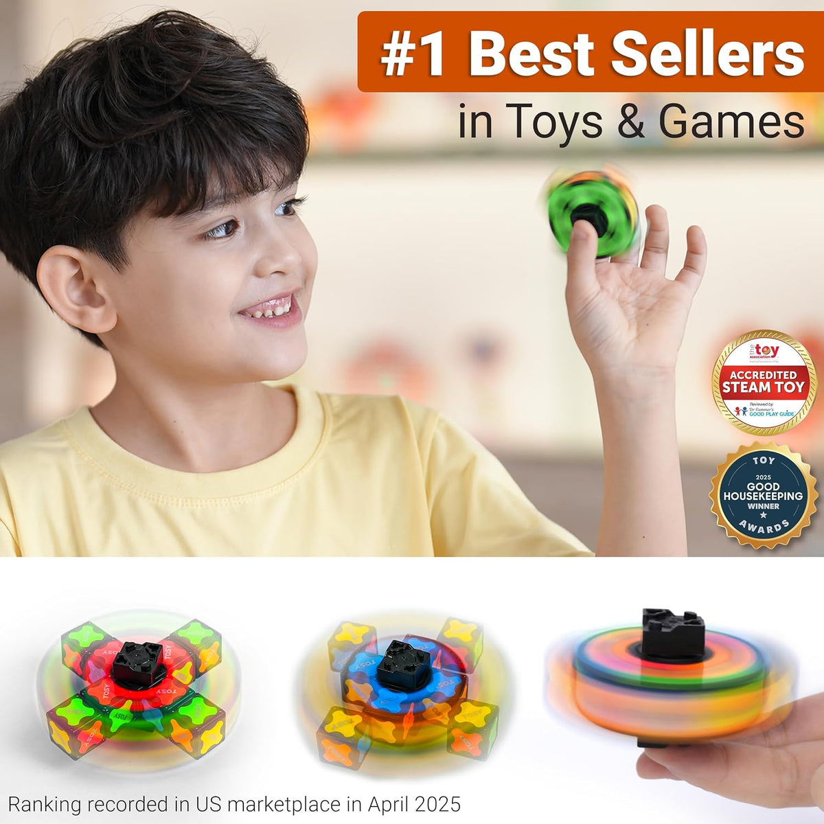 Magnet Fidget Spinner Mini - 8 Blocks, 3 in 1 Toy: Transformable Fidget Spinner, Infinity Cube, 2X2 Puzzle Cube, Easter Basket Stuffers for Kids/Adults, STEM Sensory Stress Relief Toy