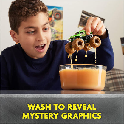 , Mystery Mudders 2-Pack Monster Trucks, Official 1:64 Die-Cast Vehicles, Wash to Reveal (Styles Will Vary), Kids Toys for Boys 3 and Up