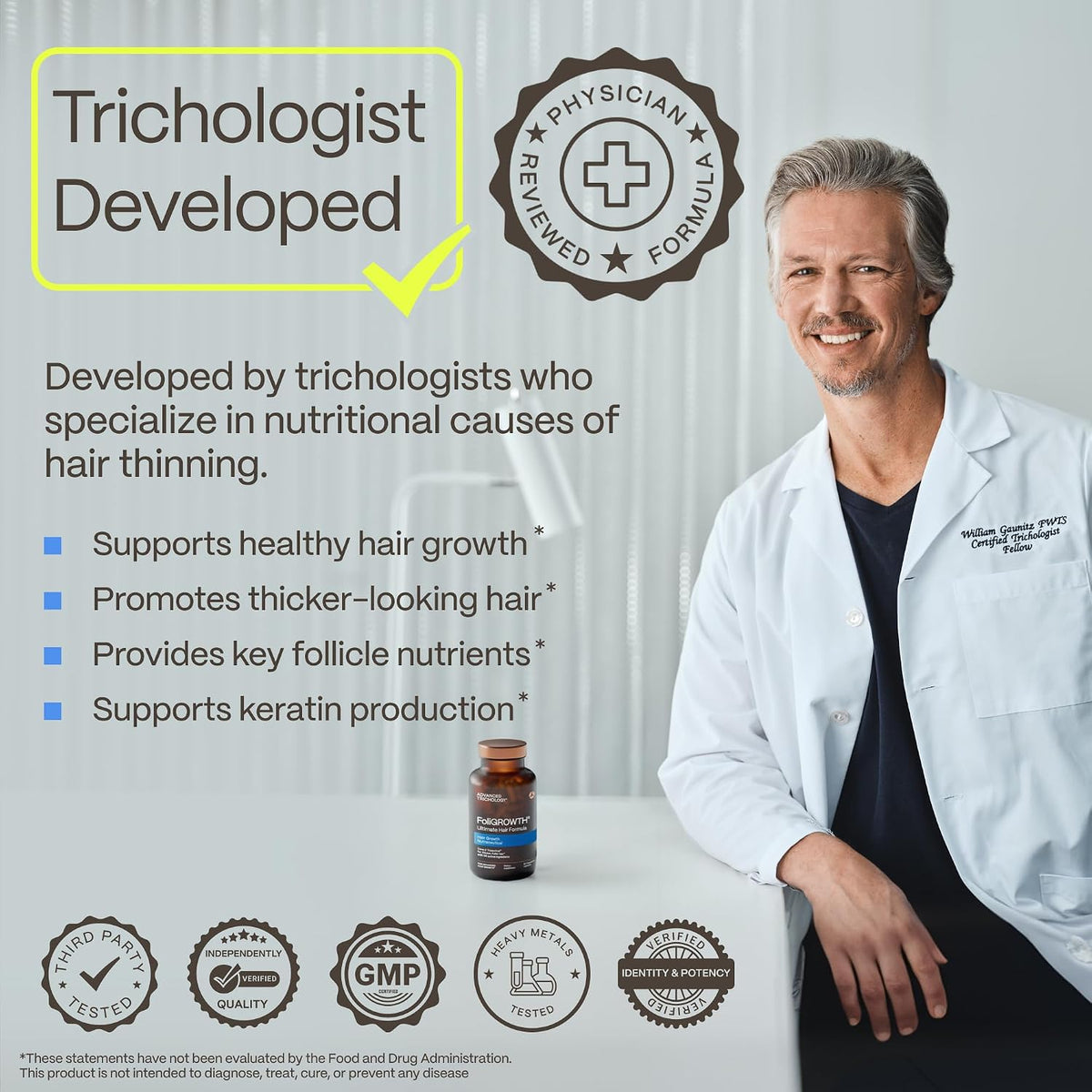 Foligrowth® Hair Growth Supplement for Women & Men | for Thicker, Fuller Hair | Supports Thinning Hair, Backed by 20 Years of Experience in Hair Loss Treatment Clinics