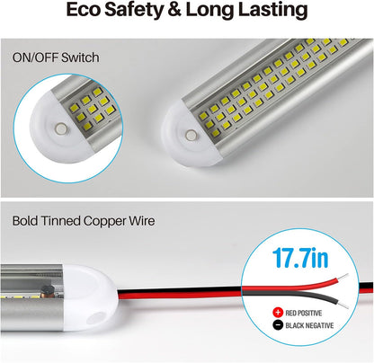 12V LED Interior Light Bar， 120Leds 1500LM 8W DC 12 Volt Led Strip Lights with On/Off Switch，For Enclosed Cargo Trailer, Car RV Van Truck Lorry Camper Boat Caravan Motorhome (4Pack)