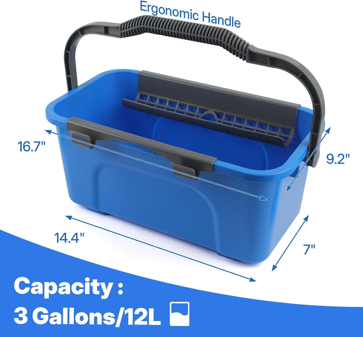 Window Cleaning Kit with Bucket, Squeegee and Scrubber for Outdoor
