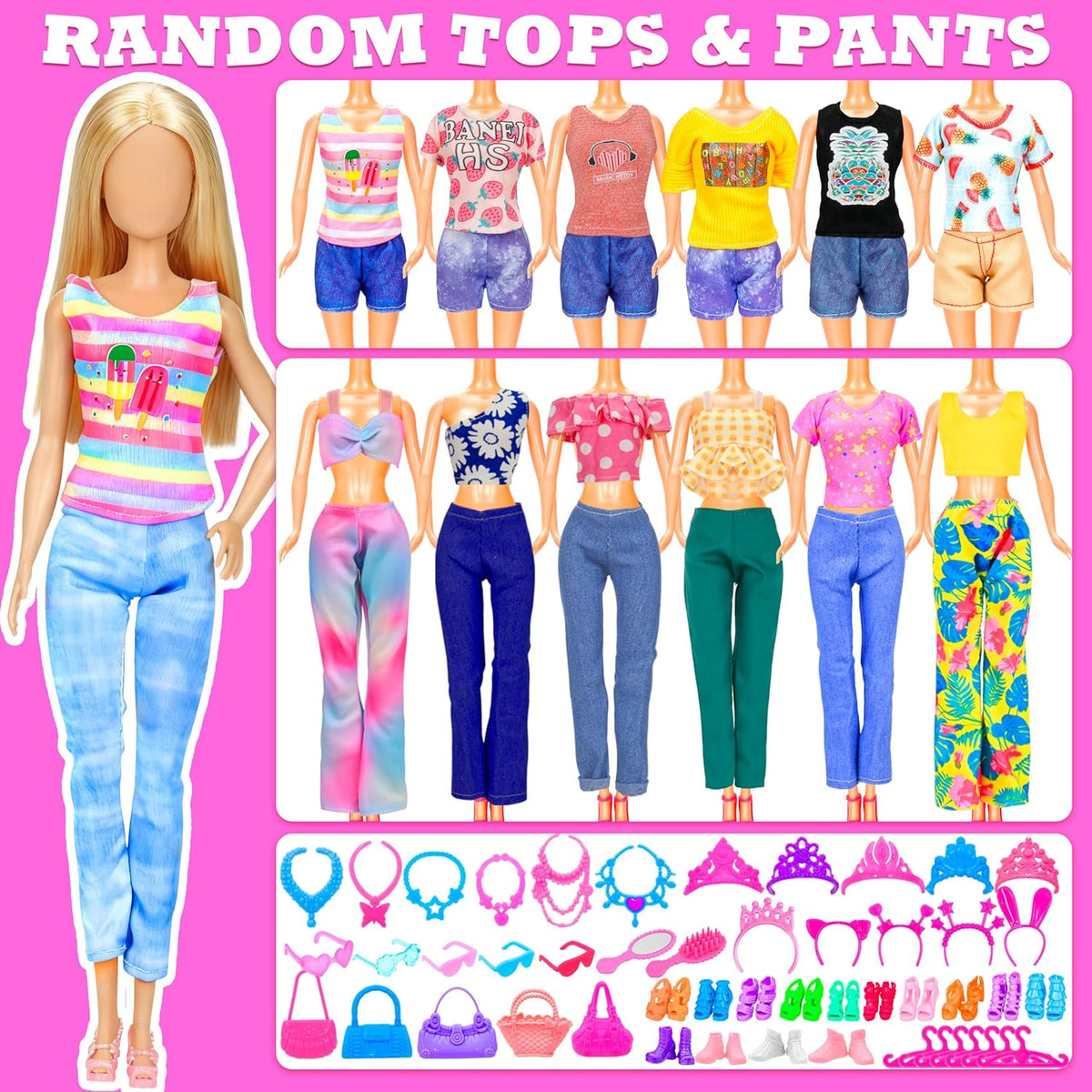 138 Pcs Doll Clothes and Accessories, 5 Wedding Gowns 9 Fashion Dresses 3 Tops 3 Pants 3 Bikini Swimsuits 20 Shoes for 11.5 Inch Doll Christmas Stocking Stuffers Girls Gift Age 5-7 8-10