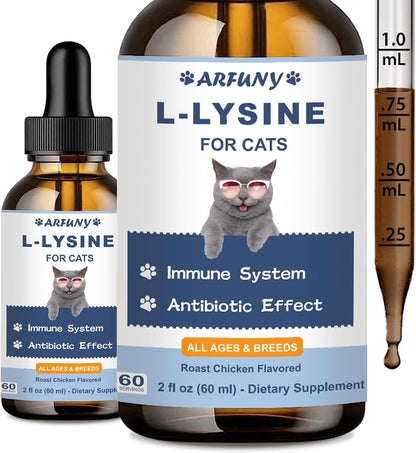 L-Lysine for Cats, Immune, Respiratory, Eye Function Support, 60ML