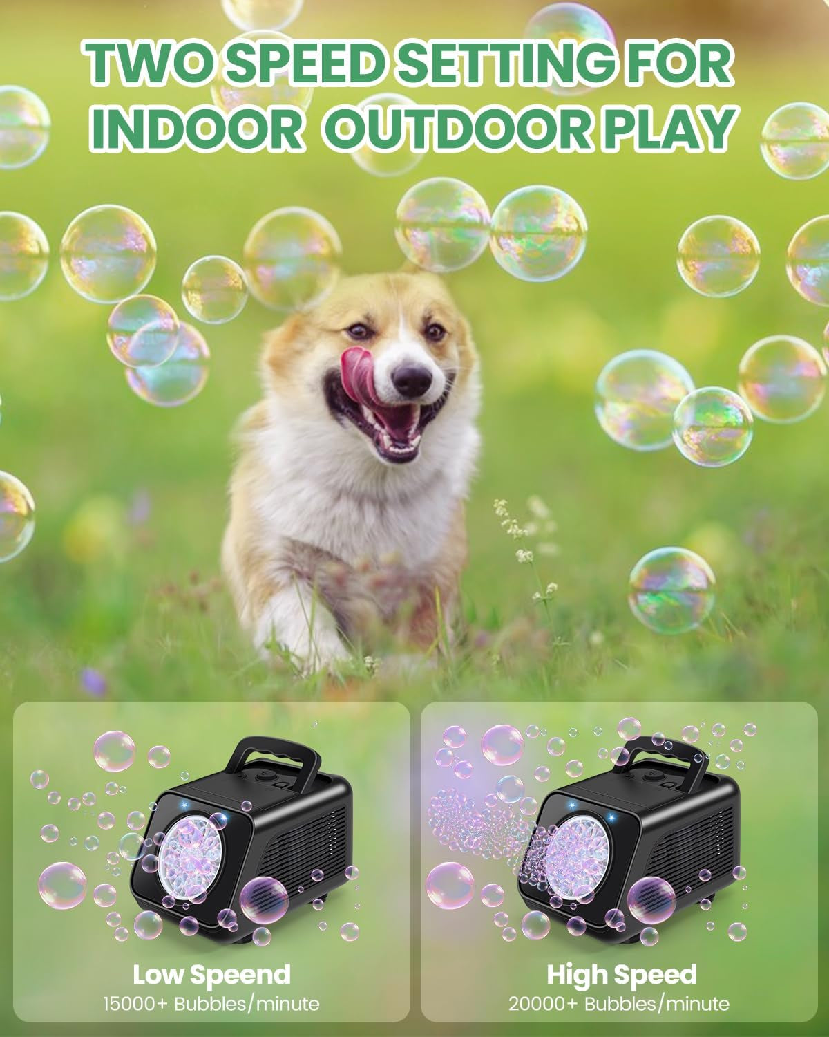 Bubble Machine Automatic Bubble Blower for Kids: Battery Operated Bubble Maker for Toddlers 1-3 | 20000+ Bubbles per Min Contain 6 AA Battery | Outdoor Toys for Parties Birthday Wedding