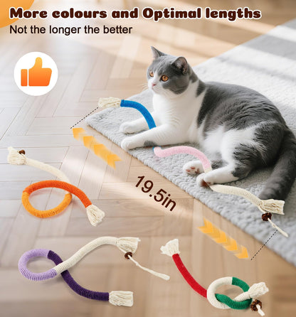 Cat Chew Ropes 4Pcs, Safe Cat Chew Toys for Indoor Cats with Catnip