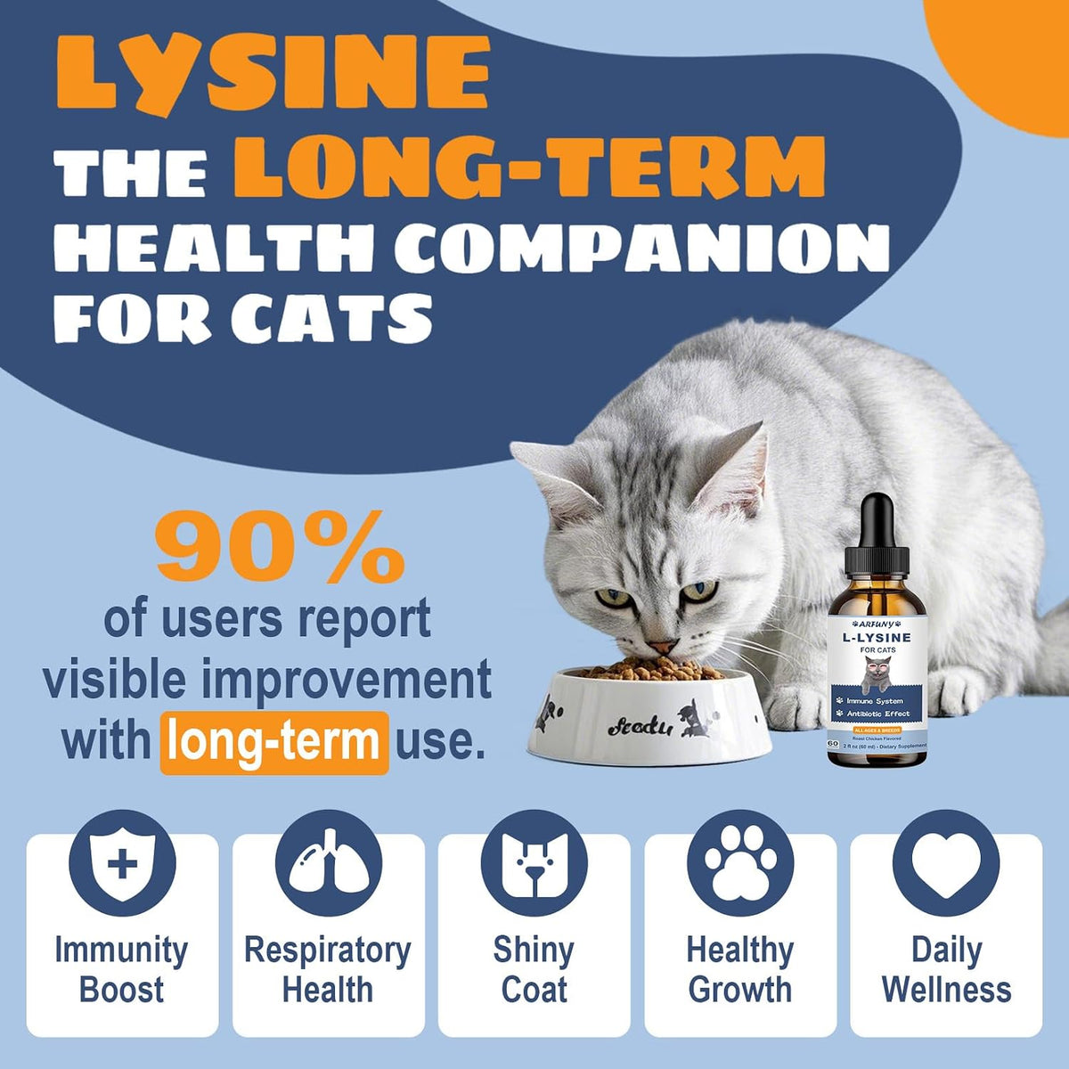 L-Lysine for Cats, Immune, Respiratory, Eye Function Support, 60ML