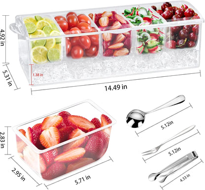 Condiment Tray with Stainless Steel Tableware, Chilled Condiment Server