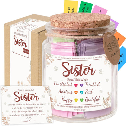 Bible Verses Jar for Sister – Graduation Day Gifts for Sister, Birthday Gifts for Sisters, Christian Gift for Women, Girls