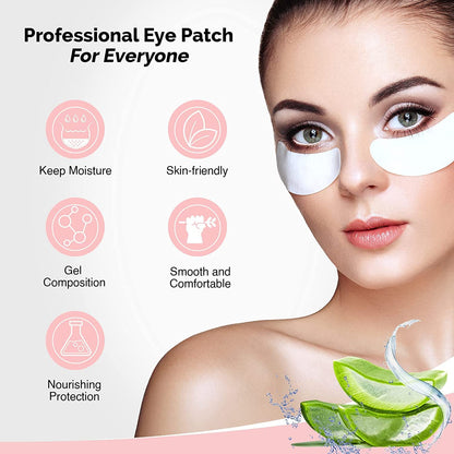 100 Pairs  Natural Hydrogel Eye Gel Pads - Collagen and Aloe Vera Patches for under Eyes - Eyelash Extension Kit