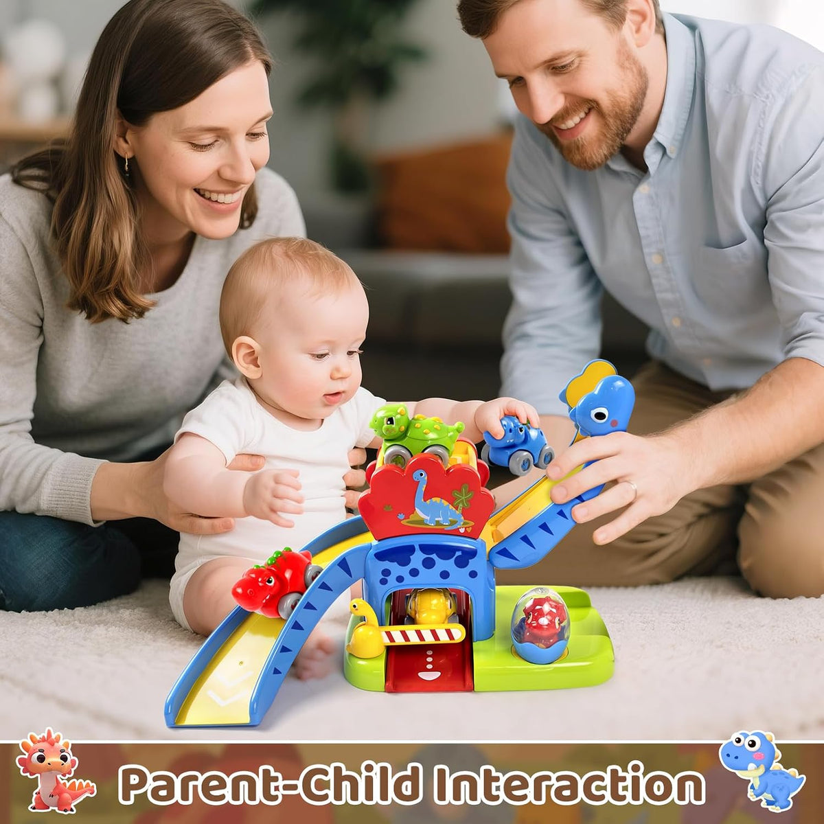 Dinosaur Race Track Slide Toy for Toddlers 1-3 Years Old Boy Girl