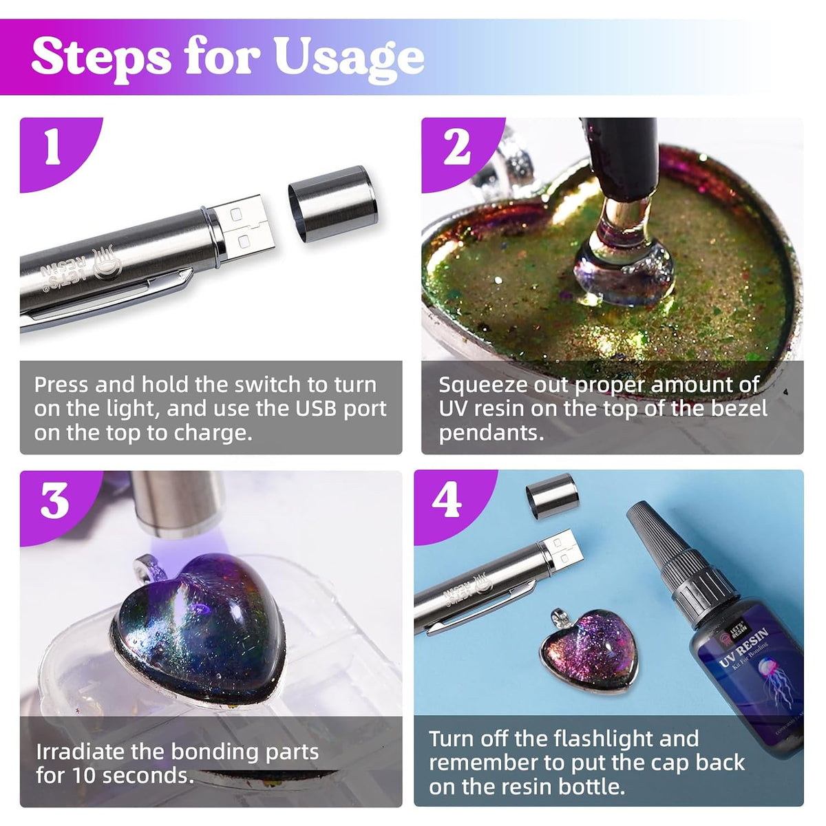 UV Resin Kit with Light, Bonding&Curing in Seconds, 30G