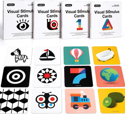 High Contrast Baby Flashcard, 80Pcs 160Page Visual Stimulation Cards