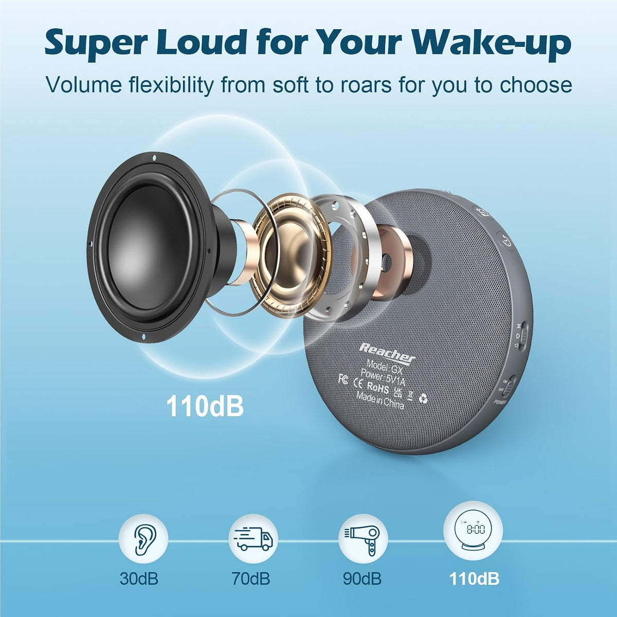 Super Loud Vibrating Alarm Clock for Heavy Sleepers Adults Teens