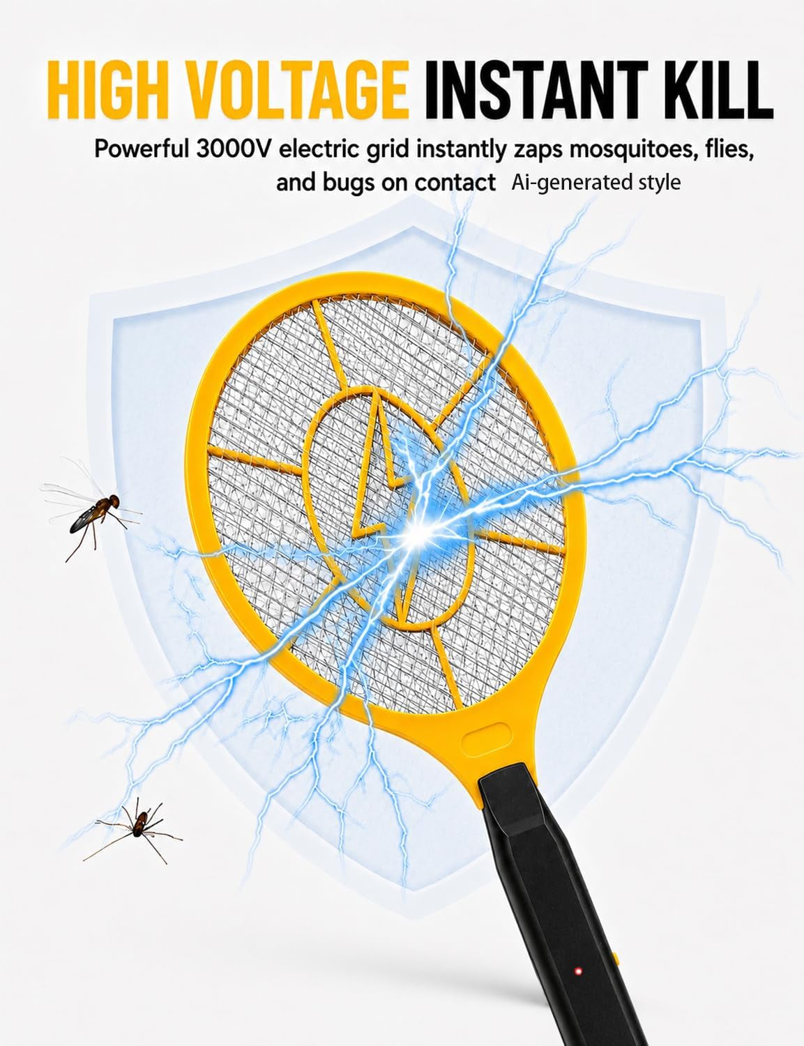 Electric Fly Swatter, 2 Pack, Handheld Bug Zapper Racket