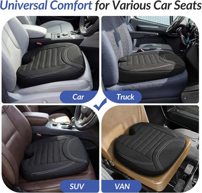 Wedge Car Seat Cushion for Tailbone Pain Relief & Better Visibility, Ergonomic Memory Foam Seat Cushion for Car with Breathable Channel Design, Fits Car, SUV, Truck, Non-Slip Mesh Cover
