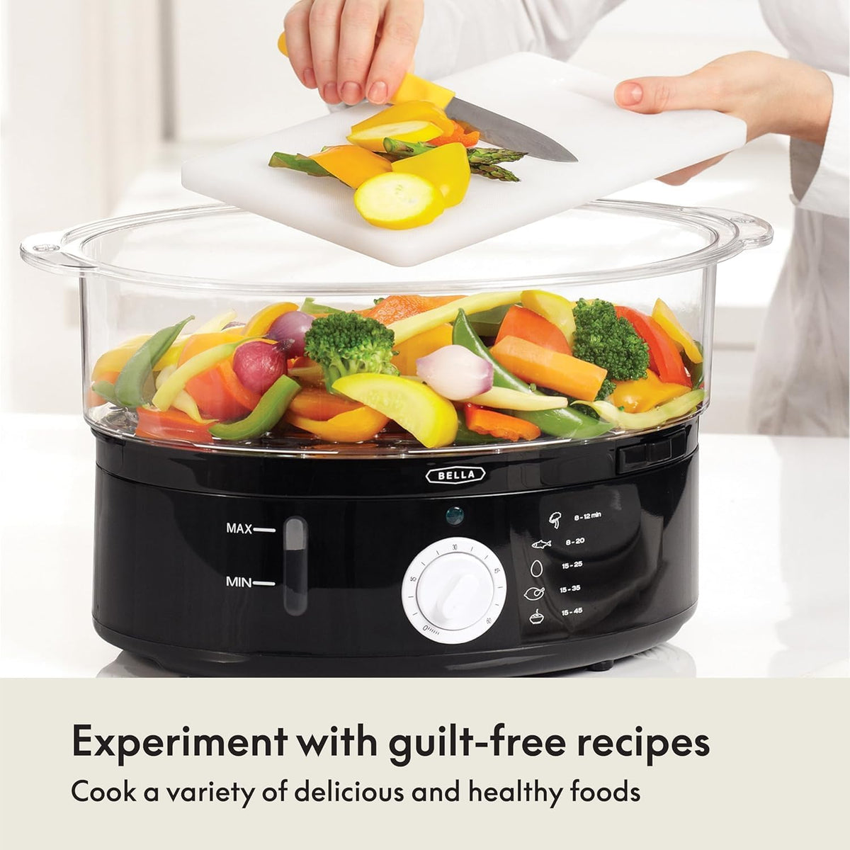 Two Tier Food Steamer with Stackable Baskets, Black